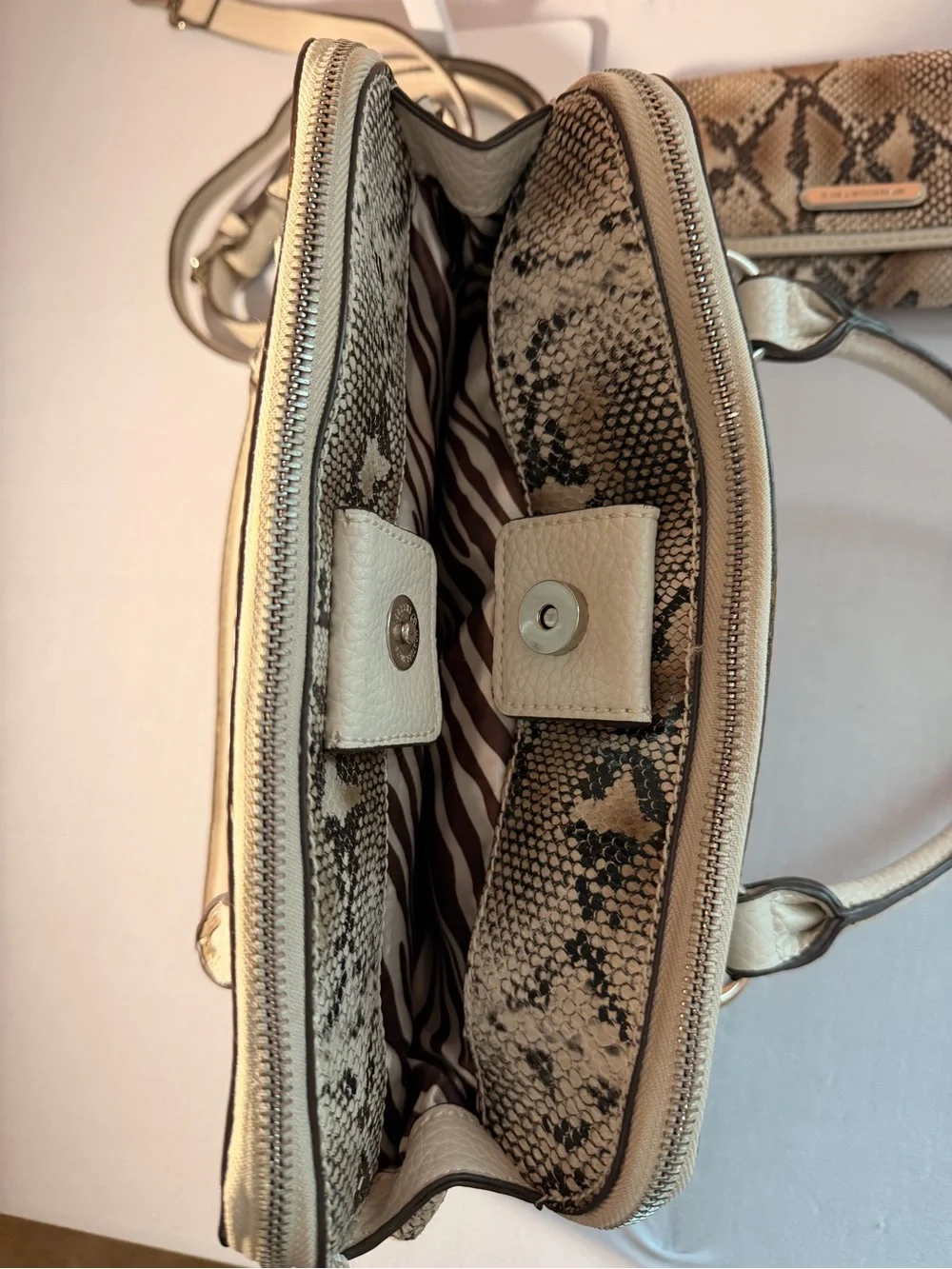 Dana Buchman Snakeskin Print Satchel Handbag & Matching Wallet Set